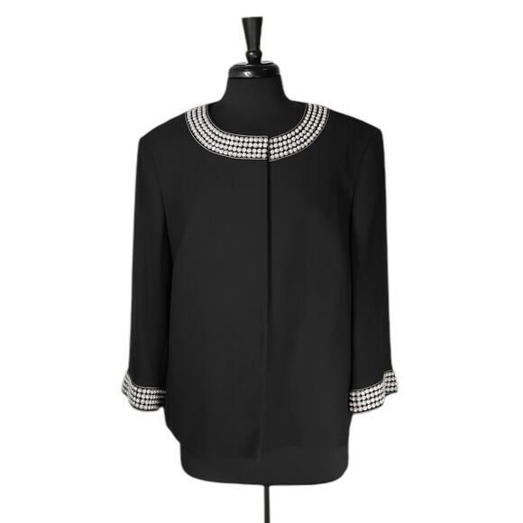 Tahari ASL Women's Blazer Black Pearl Snap Button Elegant Evening Blazer 20W - Picture 1 of 10